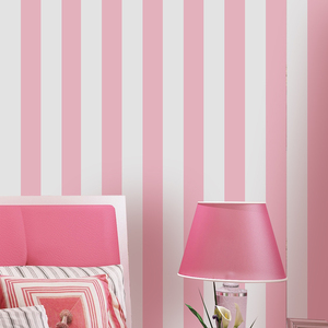 粉色条纹竖纹墙纸 粉色波点圆点斑点壁纸 粉白色方格儿童房背景墙