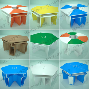 六边形电脑桌六边桌3D打印六角桌五边桌八边创客教室桌电子阅览桌