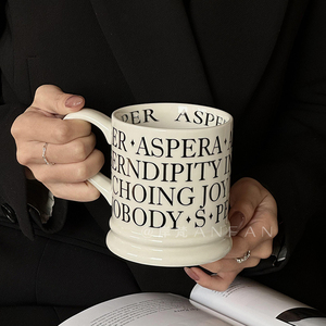 岸梵 法式罗马印象双环杯马克杯创意字母陶瓷咖啡杯早餐杯伴手礼
