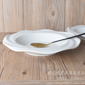 欧式西餐盘纯白餐具陶瓷意面盘意粉碗草帽碗意大利面盘子汤盘