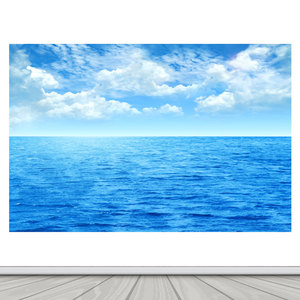 大海蓝天风景画海水白云海景贴画客厅房间餐厅装饰画自粘海洋墙贴