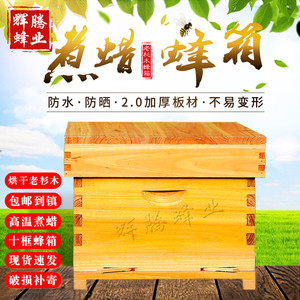 蜜蜂蜂箱标准十框烘干杉木煮蜡蜂箱七框中蜂蜂箱平箱全套养蜂工具