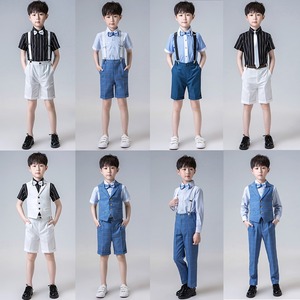 夏季儿童演出服男童表演服装六一小学生合唱背带裤套装男孩主持人