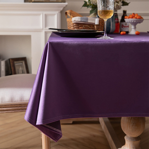 紫色法式桌布轻奢丝绒桌布高档台布复古茶几长方形餐桌布可定制