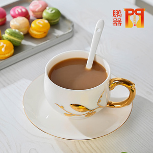 玉瓷咖啡杯陶瓷喝水杯情侣马克杯下午茶杯子咖啡杯碟套装logo定制