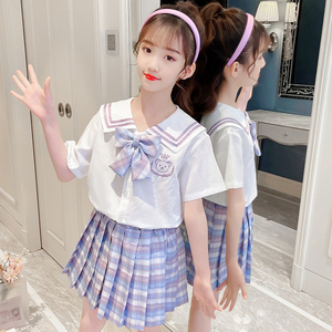 jk水手服套装少女制服裙子正版女童儿童学院风小学生全套秋装夏季