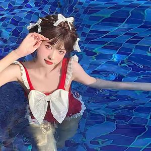 韩国ins泳衣女连体学生保守甜美少女日系可爱遮肚显瘦泡温泉泳装