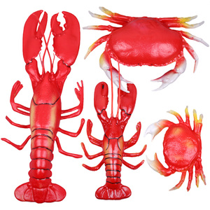 塑料仿真大龙虾螃蟹模型厨房菜食材道具海鲜食物招牌大号装饰玩具