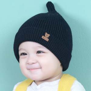 韩国秋冬季新生儿童帽女宝宝毛线帽子男童1一2岁婴…