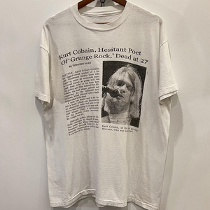 Kurt Cobain科特柯本黑白报纸人像复古vintage短袖高街重磅T恤男