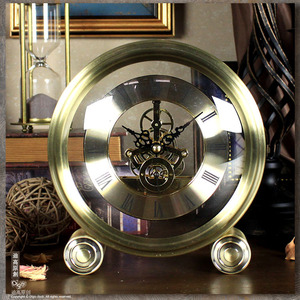 德国工艺复古座钟机械钟表摆件金属桌面大号台钟亚马逊外贸货源厂