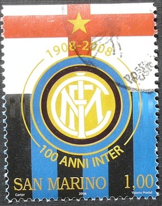 圣马力诺邮票 2008年 国际米兰百年 面值1欧元 信销邮票 随机发货