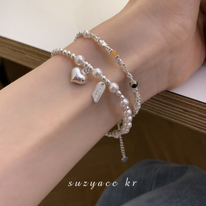suzyacc kr轻奢小众纯银彩色串珠弹力手链时尚个性气质高级感手饰