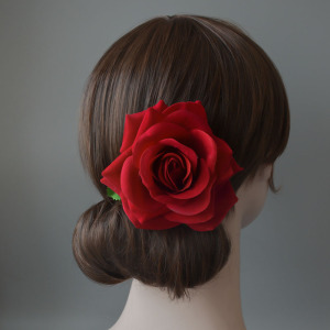 红色玫瑰花朵发夹网红复古写真拍照侧边夹演出舞蹈配饰头花发饰品