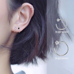 耳钉女纯银S999锆石耳钩耳骨钉养耳洞防过敏气质轻奢高级感耳饰环