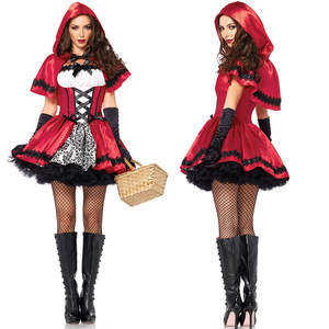 万圣节女装角色扮演夜店女王吸血鬼cosplay红黑色含披风小红帽服
