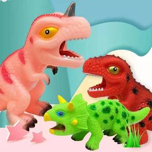 仿真恐龙发声霸王龙侏罗纪软胶捏捏叫解压戏水恐龙益智玩具男女孩