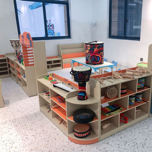 幼儿园木制柜书包柜转角柜储物柜六格弧形区角柜玩具柜木质桌椅