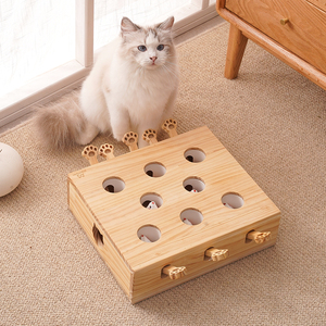 猫玩具打地鼠猫抓板逗猫棒网红打地鼠宠物互动自嗨实木猫咪用品