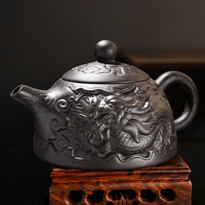 紫砂凤鸣壶半月龙纹壶功夫泡茶壶茶具大号球孔纯半手工茶壶家用茶