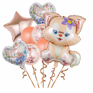 星黛露琳娜贝尔八件套铝膜气球玩具套装儿童公主生日场景布置用品