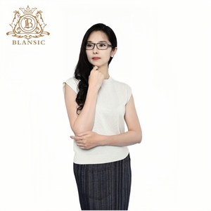 BLANSIC23秋冬新款女装丝绒混纺轻薄短款内搭圆领针织套衫SC22242