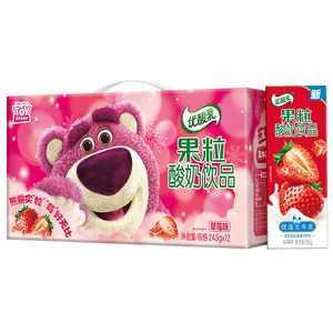 百亿补贴 伊利2月康美包优酸乳果粒酸奶饮品草莓味245g*12盒/箱