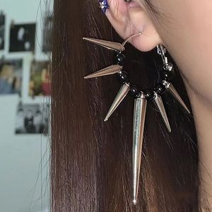 Grunge Rock Accessories Rivet Hoop Earrings Cool Hip Hop Ear