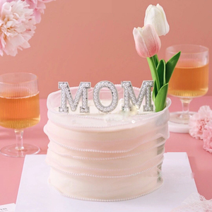 网红MOM母亲节蛋糕装饰珍珠Queen插件珍珠520LOVE蛋糕情人节摆件