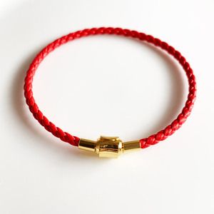 皮绳手链穿3d硬金转运珠适用于周生生金珠黄金本命年编织手绳简约