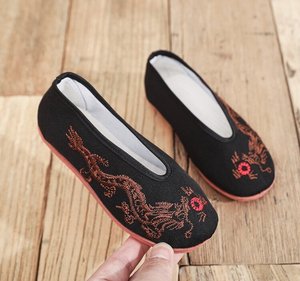 老北京布鞋男童绣龙鞋古装表演鞋中国风老头鞋唐装小和尚鞋一脚蹬