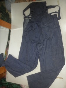 6.70年代男士背带裤子男式蓝色帆布工作服裤子老工作装男裤180