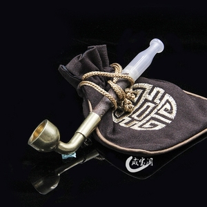 咸宝阁 节节木掌中便携式传统老式小型旱烟袋烟具短实木烟杆烟斗