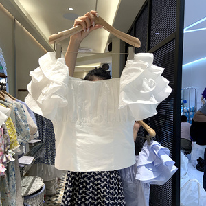 韩国东大门2024夏季新款显瘦设计感小众洋气减龄一字肩上衣衬衫女