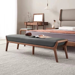 北欧实木长条凳新中式卧室床尾凳衣帽间换鞋凳简约轻奢皮艺沙发凳