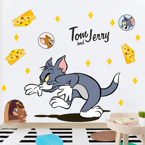卡通动漫猫和老鼠Tomjerry墙贴儿童房防水玻璃卧室壁画自粘贴纸