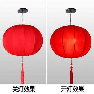 大红圆形灯笼2024年新年春节景区婚礼装饰新中式布艺红吊灯