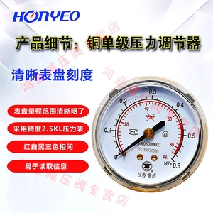 HOnYEO鸿业减压阀标气减压器单级两级压力调节器压力表标准气体