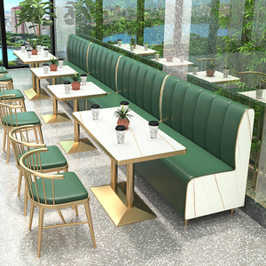 奶茶店桌椅小吃甜品冷饮软包咖啡西餐厅组合快餐商用靠墙卡座沙发