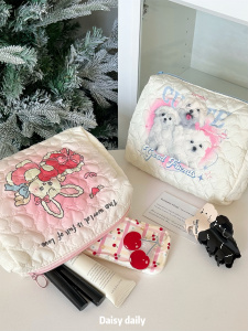 韩式爱心兔子便携收纳包绗缝大容量化妆品洗漱包内胆包妈咪尿布包