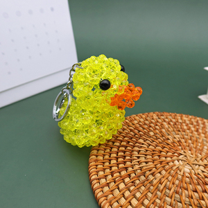 创意手工串珠成品水晶大黄鸭钥匙链挂件游泳鸭可爱卡通小饰品礼品