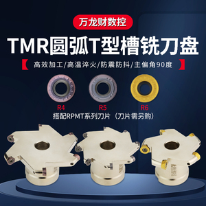 TMR圆鼻T型槽刀盘数控开圆弧槽三面刃铣刀盘刀杆R3 R4 R5 R6键槽