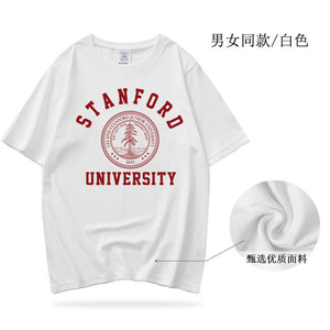 美国斯坦福大学名牌大学新款重磅国潮圆领纯棉宽松短袖