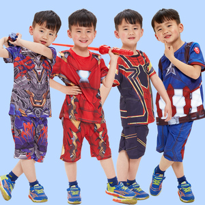 六一儿童节美国队长钢铁侠擎天柱衣服夏季短袖套装男孩cos演出服