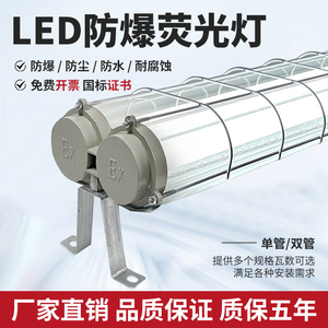 新款国标防爆灯长条T8单双管隔爆型三防荧光灯Ex国标仓库厨房灯具
