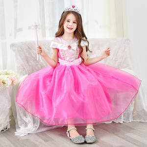 睡美人公主裙爱洛女童衣服儿童生日礼服粉色连衣裙迪士尼裙子夏季