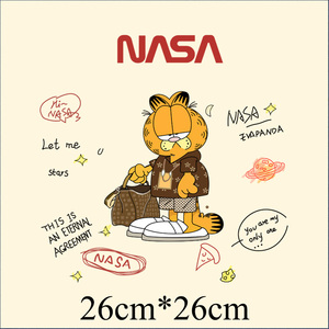NASA联名加菲猫宇航员卫衣印花辅料装饰贴柯式烫画图案烫图贴0991