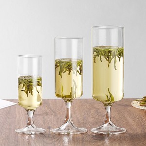 猴魁品鉴玻璃杯泡绿茶专用家用高脚杯透明日式创意水杯香槟杯