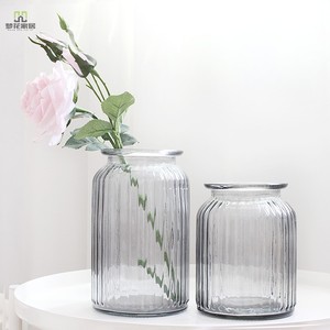 玻璃透明花瓶插绿萝水培花套装带花创意简约现代花器插干花仿真花
