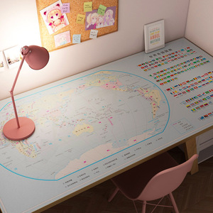 地理地图暖手书桌垫学生护眼硅胶桌面防水暖桌垫子学习写字台桌布